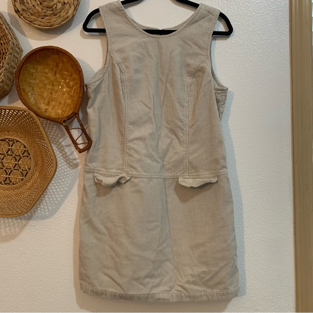 Women’s Sleeveless Corduroy Shift Dress in Beige
